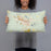 Person holding 20x12 Custom Alamosa Colorado Map Throw Pillow in Woodblock