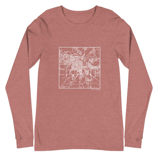 Albany Georgia  Map Unisex Long-Sleeve T-shirt with City inscription in Heather Mauve