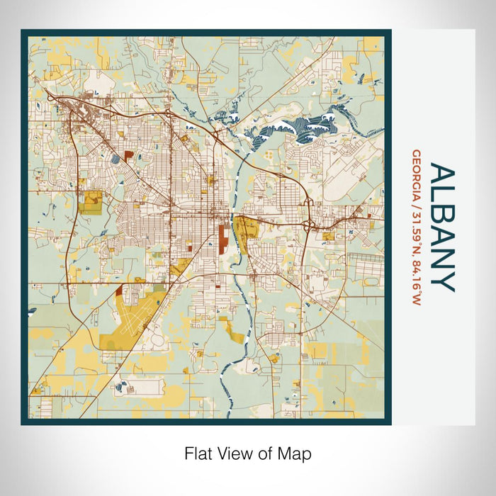 Rendered View of Albany Georgia Map on 17oz Stainless Steel Insulated Tumbler in Woodblock Map Style