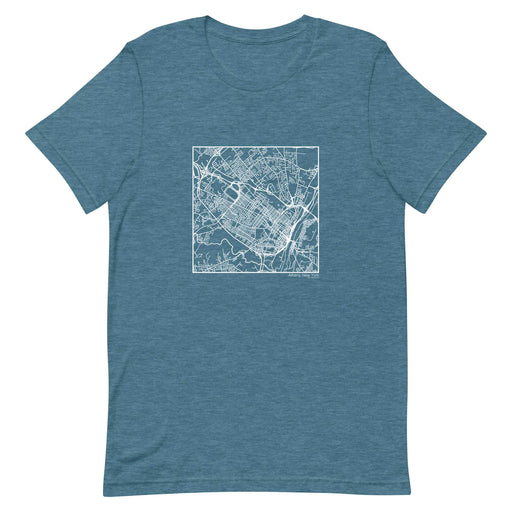Albany New York  Map Unisex T-Shirt with City inscription in Heather Teal