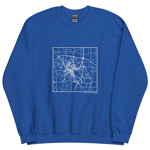 Albert Lea Minnesota  Map Unisex Crewneck Sweater with City inscription in Royal Blue