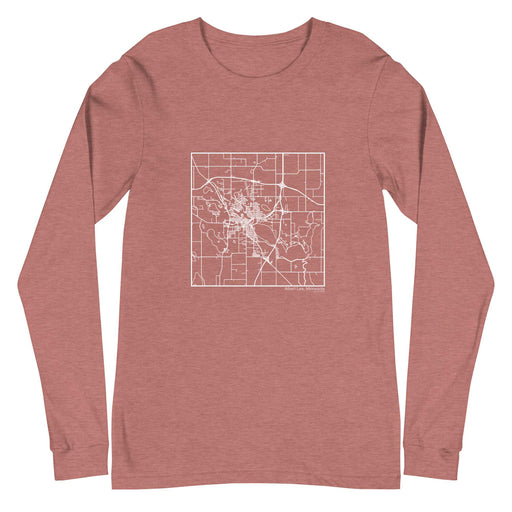 Albert Lea Minnesota  Map Unisex Long-Sleeve T-shirt with City inscription in Heather Mauve