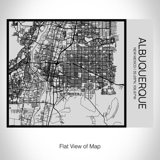 Rendered View of Albuquerque New Mexico Map on 20oz Stainless Steel Insulated Bottle with Bamboo Top with printed Tactile Lines Map in Black