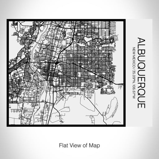 Rendered View of Albuquerque New Mexico Map on 20oz Stainless Steel Insulated Bottle with Bamboo Top in Matte White with printed Tactile Lines Map in Black