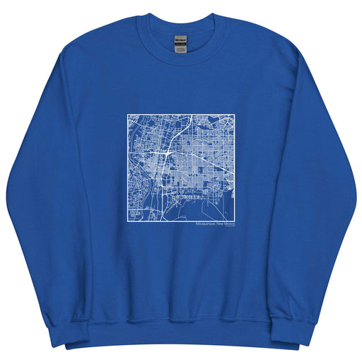 Albuquerque New Mexico  Map Unisex Crewneck Sweater with City inscription in Royal Blue