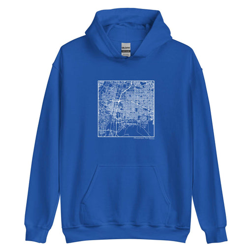 Albuquerque New Mexico  Map Unisex Hoodie Sweater with City inscription in Royal Blue