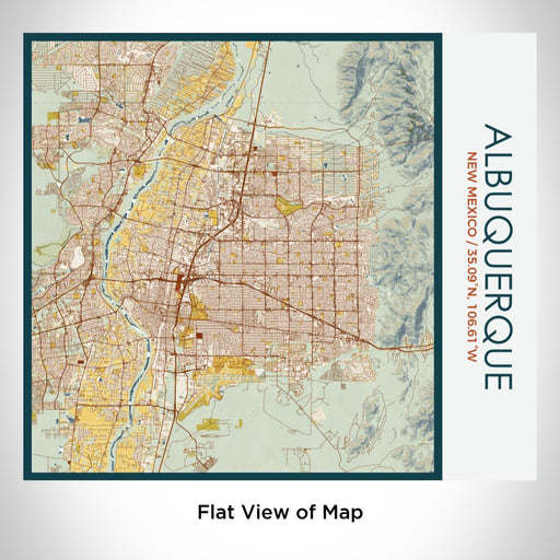 Rendered View of Albuquerque New Mexico Map on 17oz Stainless Steel Insulated Tumbler in Woodblock Map Style