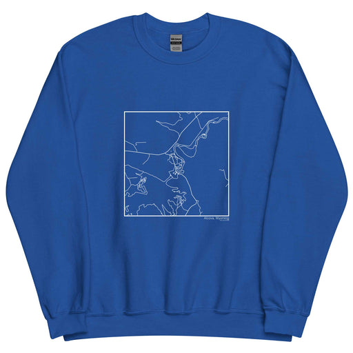 Alcova Wyoming  Map Unisex Crewneck Sweater with City inscription in Royal Blue