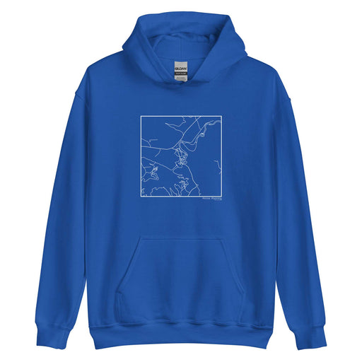Alcova Wyoming  Map Unisex Hoodie Sweater with City inscription in Royal Blue