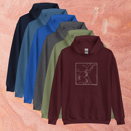 Alcova Wyoming  Map Unisex Hoodie Sweaters in Multiple Colors