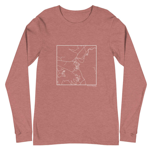 Alcova Wyoming  Map Unisex Long-Sleeve T-shirt with City inscription in Heather Mauve