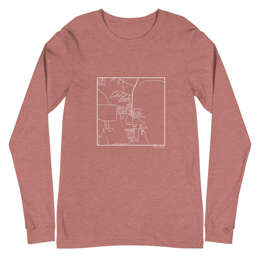 Aledo Texas  Map Unisex Long-Sleeve T-shirt with City inscription in Heather Mauve