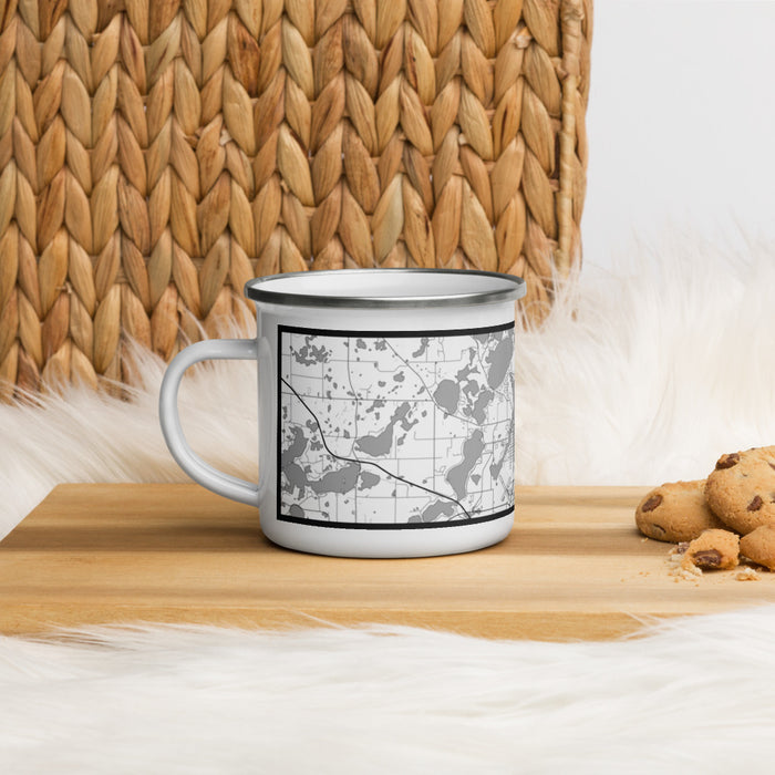 Left View Custom Alexandria Minnesota Map Enamel Mug in Classic on Table Top