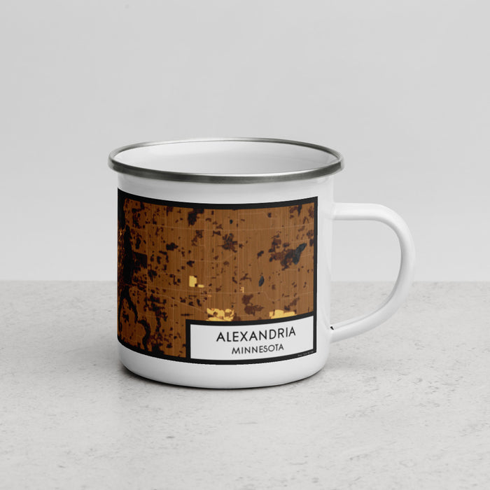 Right View Custom Alexandria Minnesota Map Enamel Mug in Ember