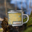Right View Custom Alexandria Minnesota Map Enamel Mug in Woodblock on Grass With Trees in Background