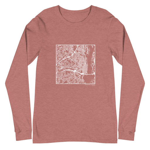 Alexandria Virginia  Map Unisex Long-Sleeve T-shirt with City inscription in Heather Mauve