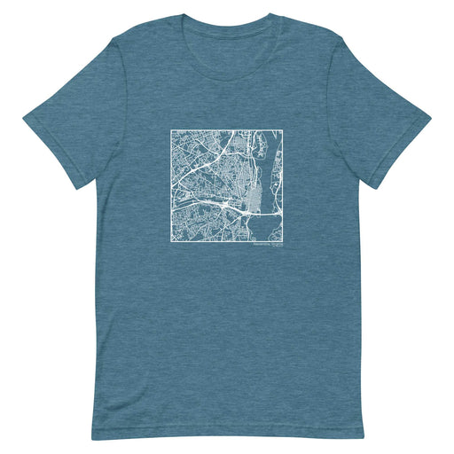 Alexandria Virginia  Map Unisex T-Shirt with City inscription in Heather Teal