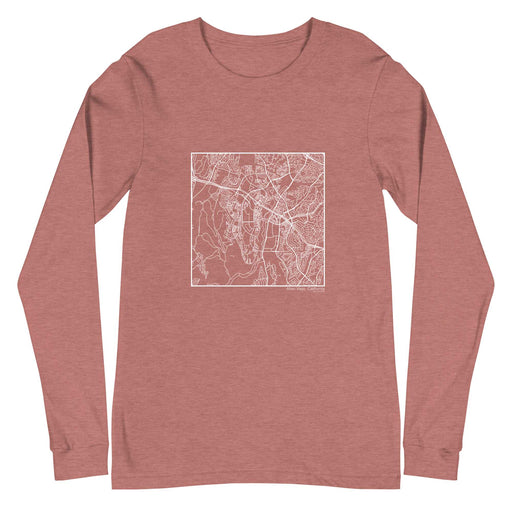 Aliso Viejo California  Map Unisex Long-Sleeve T-shirt with City inscription in Heather Mauve