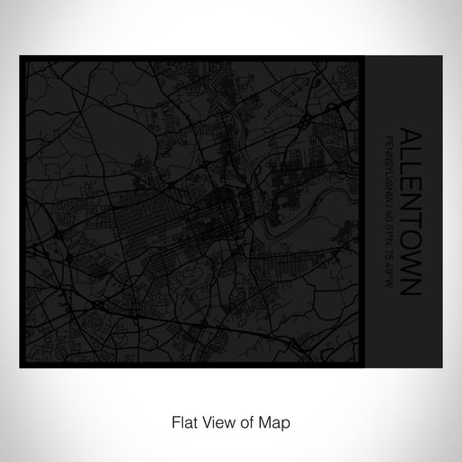 Rendered View of Allentown Pennsylvania Map on 20oz Stainless Steel Insulated Bottle with Bamboo Top in Matte Black with printed Tactile Lines Map in Black
