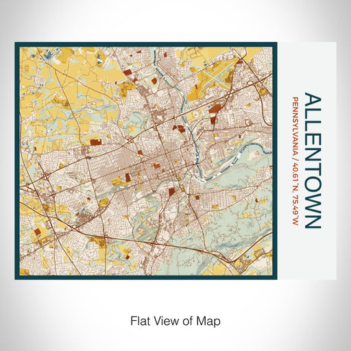 Rendered View of Allentown Pennsylvania Map on 20oz Stainless Steel Insulated Bottle with Bamboo Top with printed woodblock style map