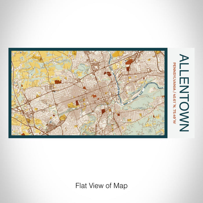 Rendered View of Allentown Pennsylvania Map on 17oz Stainless Steel Insulated Bottle with printed woodblock style map