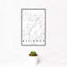 12x18 Alliance Texas Map Print Portrait Orientation in Classic Style With Small Cactus Plant in White Planter
