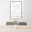 24x36 Alliance Texas Map Print Portrait Orientation in Classic Style Behind 2 Chairs Table and Potted Plant