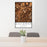 24x36 Alliance Texas Map Print Portrait Orientation in Ember Style Behind 2 Chairs Table and Potted Plant