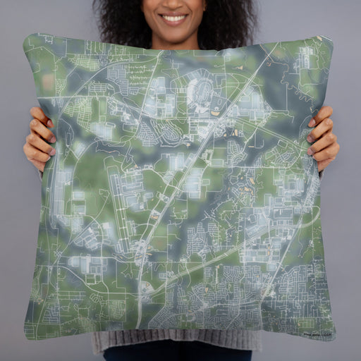 Person holding 22x22 Custom Alliance Texas Map Throw Pillow in Afternoon