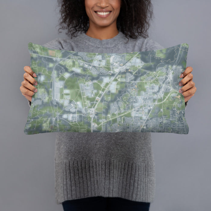 Person holding 20x12 Custom Alliance Texas Map Throw Pillow in Afternoon