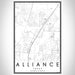 Alliance Texas Map Print Portrait Orientation in Classic Style With Shaded Background