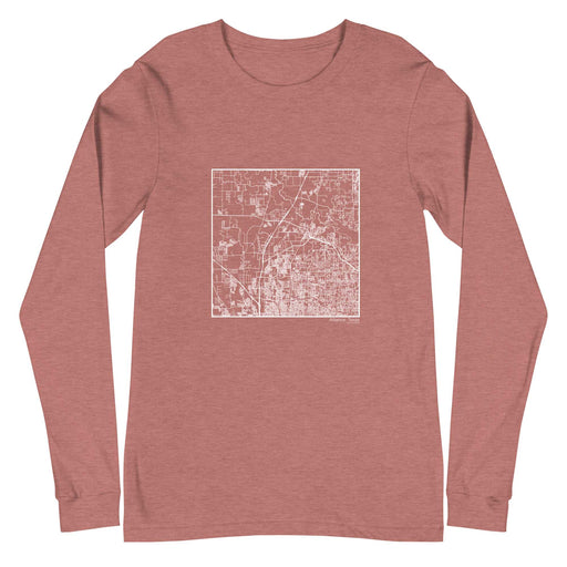 Alliance Texas  Map Unisex Long-Sleeve T-shirt with City inscription in Heather Mauve