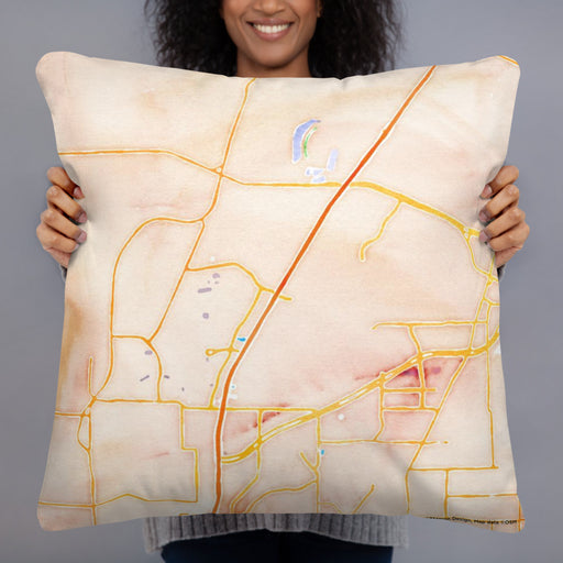 Person holding 22x22 Custom Alliance Texas Map Throw Pillow in Watercolor