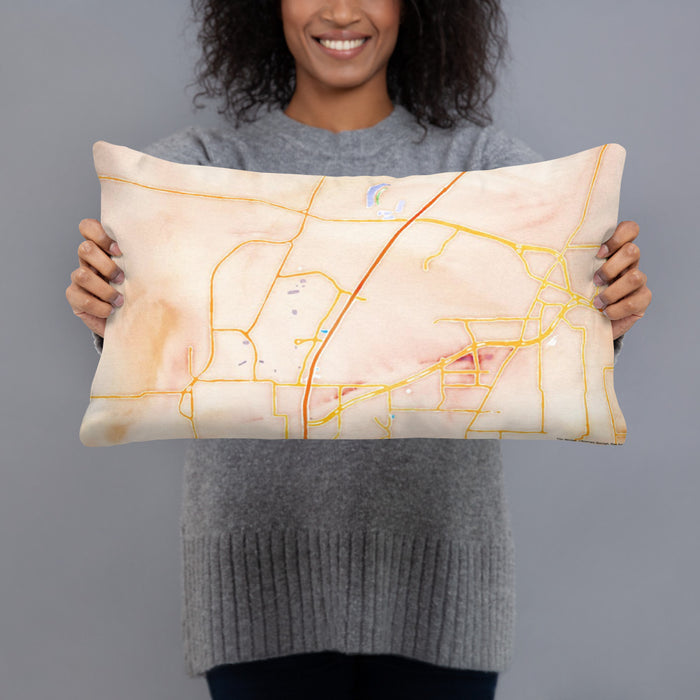 Person holding 20x12 Custom Alliance Texas Map Throw Pillow in Watercolor