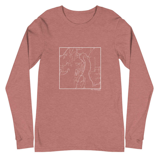 Allyn Washington  Map Unisex Long-Sleeve T-shirt with City inscription in Heather Mauve