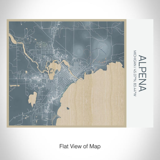 Rendered View of Alpena Michigan Map on 20oz Stainless Steel Insulated Bottle with Bamboo Top with printed afternoon style map