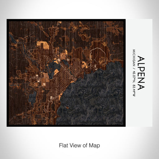 Rendered View of Alpena Michigan Map on 20oz Stainless Steel Insulated Bottle with Bamboo Top with printed ember style map