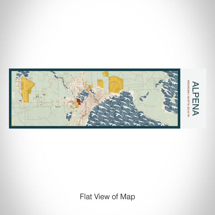 Rendered View of Alpena Michigan Map on 10oz Stainless Steel Insulated Cup in Woodblock with Sliding Lid