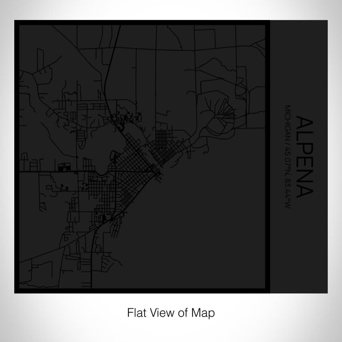 Rendered View of Alpena Michigan Map on 17oz Stainless Steel Insulated Tumbler in Matte Black with Tactile Lines