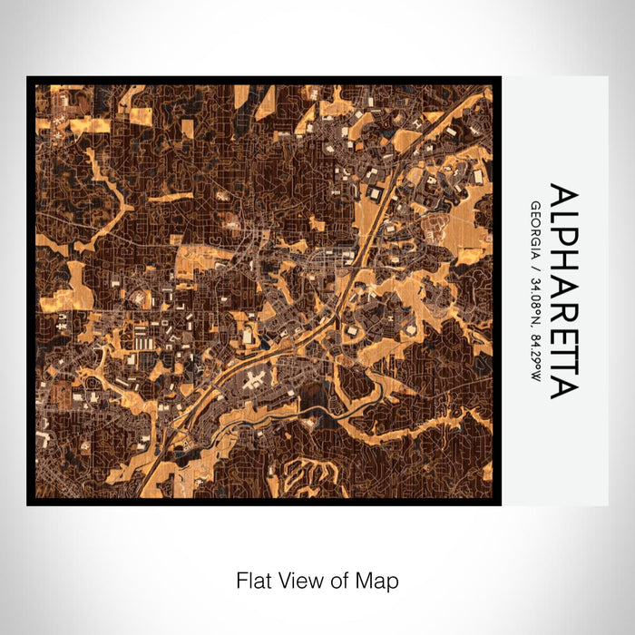 Rendered View of Alpharetta Georgia Map on 20oz Stainless Steel Insulated Bottle with Bamboo Top with printed ember style map