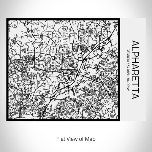 Rendered View of Alpharetta Georgia Map on 20oz Stainless Steel Insulated Bottle with Bamboo Top in Matte White with printed Tactile Lines Map in Black