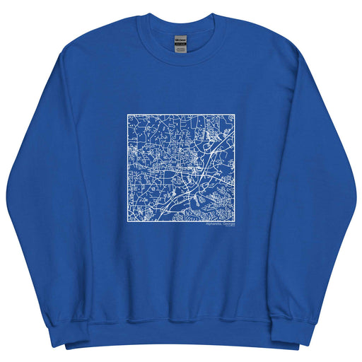 Alpharetta Georgia  Map Unisex Crewneck Sweater with City inscription in Royal Blue