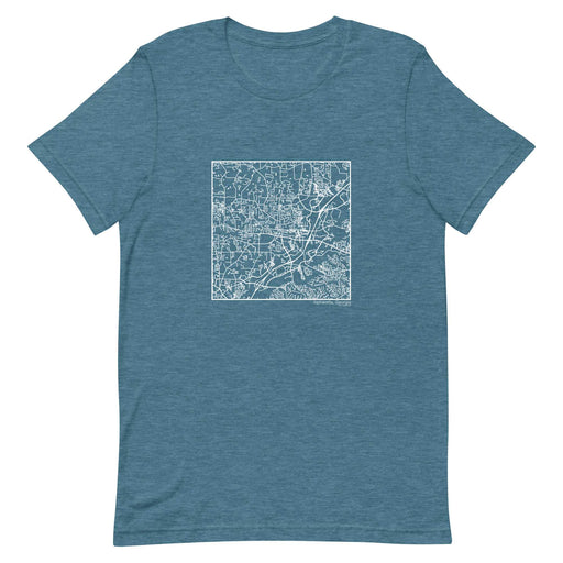 Alpharetta Georgia  Map Unisex T-Shirt with City inscription in Heather Teal