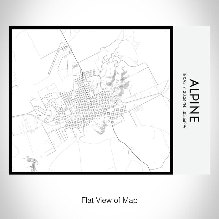 Rendered View of Alpine Texas Map on 20oz Stainless Steel Insulated Bottle with Bamboo Top with printed classic style map
