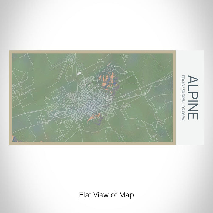 Rendered View of Alpine Texas Map on 17oz Stainless Steel Insulated Bottle with printed afternoon style map