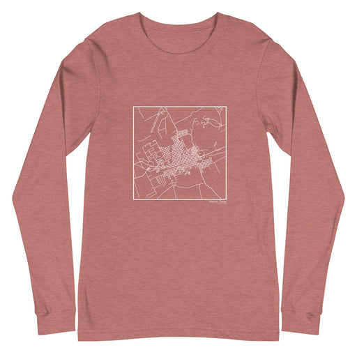 Alpine Texas  Map Unisex Long-Sleeve T-shirt with City inscription in Heather Mauve