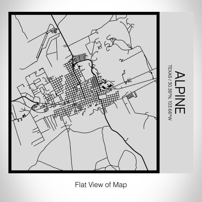 Rendered View of Alpine Texas Map on 17oz Stainless Steel Insulated Tumbler in Tactile Lines with Succulent in Background