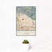 12x18 Altadena California Map Print Portrait Orientation in Woodblock Style With Small Cactus Plant in White Planter