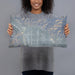 Person holding 20x12 Custom Altadena California Map Throw Pillow in Afternoon