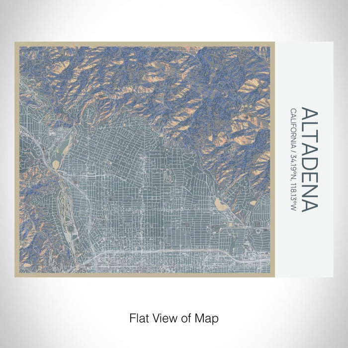 Rendered View of Altadena California Map on 20oz Stainless Steel Insulated Bottle with Bamboo Top with printed afternoon style map